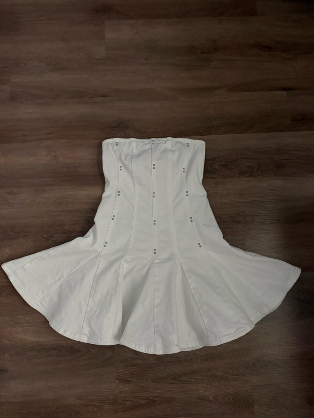 wild fable White Strapless Flared-Hem Dress with Stud Accents